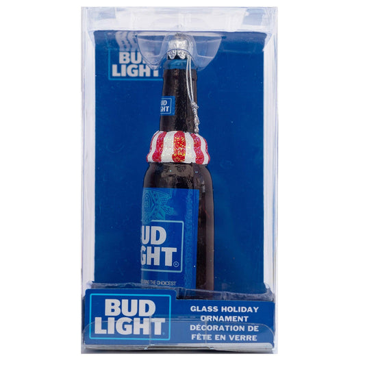 Bud Light Glass Bottle with Scarf Ornament