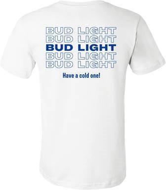 white bud light have a cold one pocket t shirt
