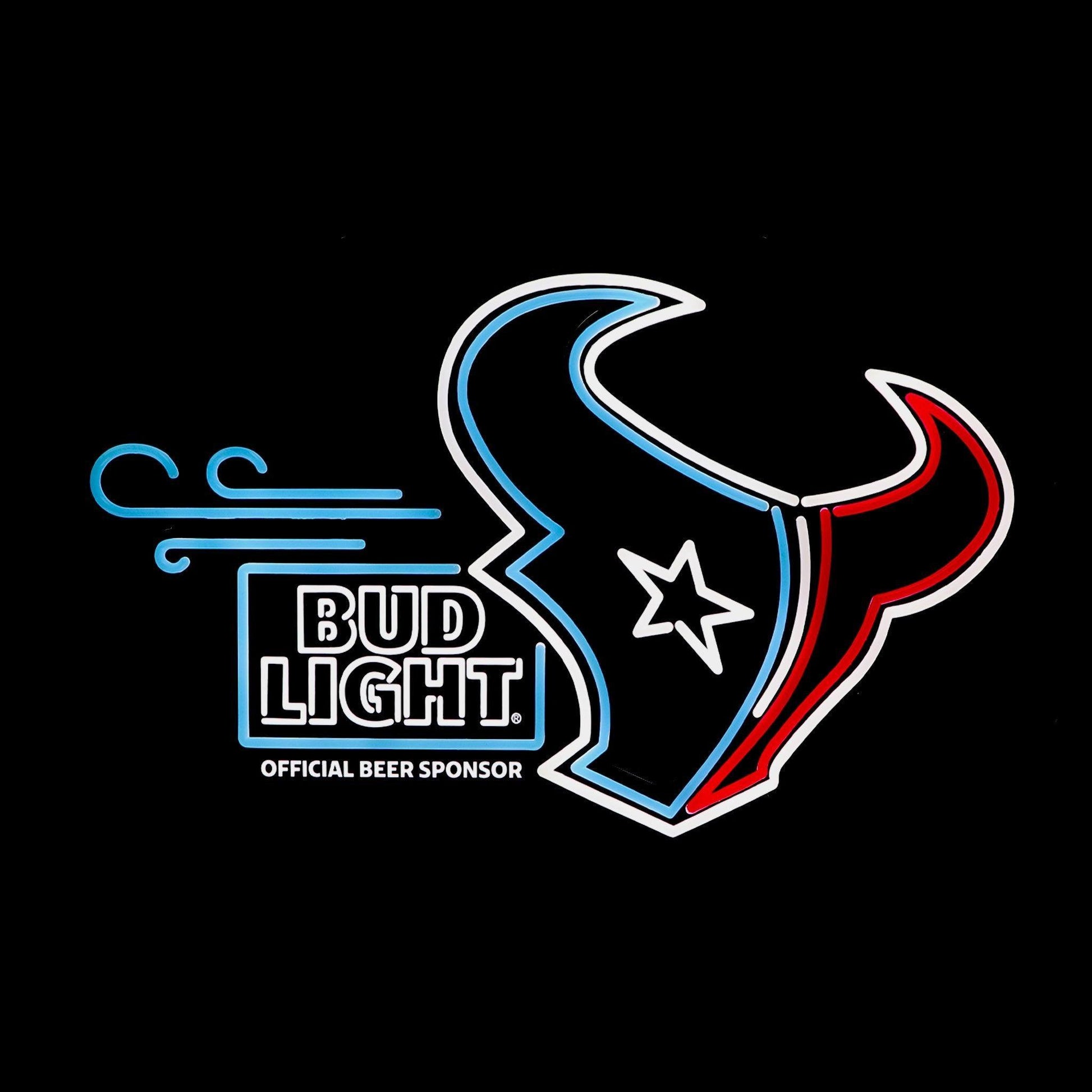 Houston Texans Bud Light NFL LED Neon Sign - Black Lit