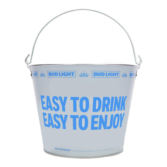 back of bucket with easy to drink easy to enjoy 