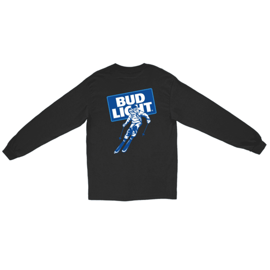 Long sleeve back with bud light logo and skier on top 