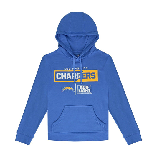 blue hoodie with chargers and bud light logo