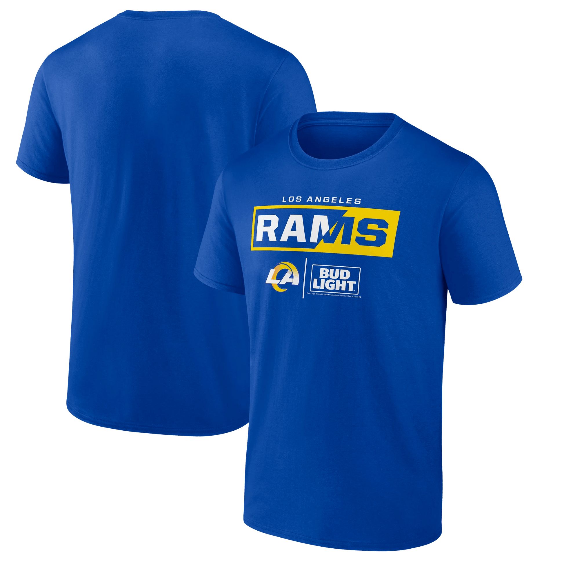 BUD LIGHT RAMS TEE BLUE