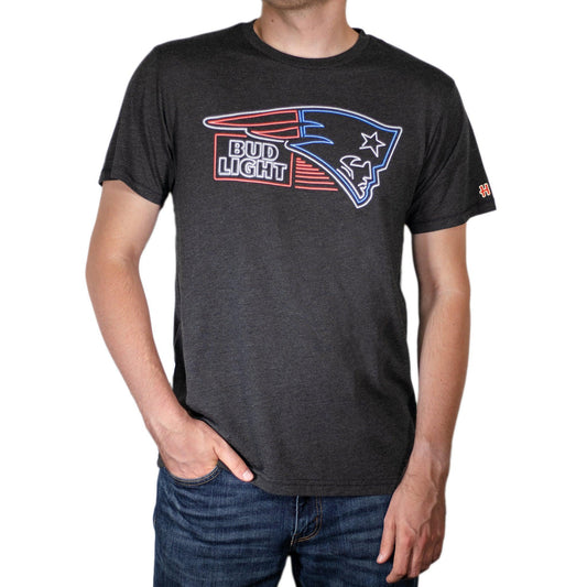 Man Wearing Bud Light New England Patriots Black T-Shirt
