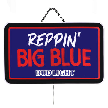 bud light new york giants led neon sign that says reppin' big blue
