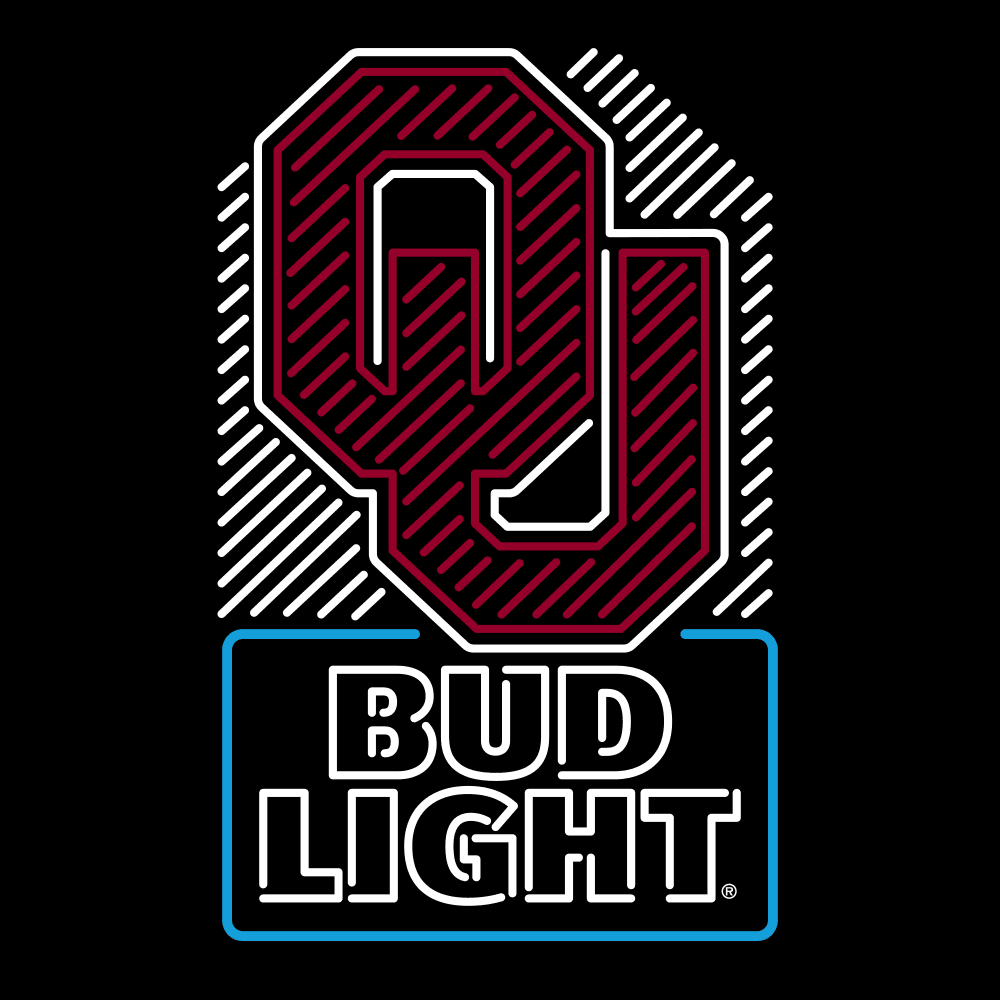 Bud Light Oklahoma Sooners LED neon Sign - Dark Lit