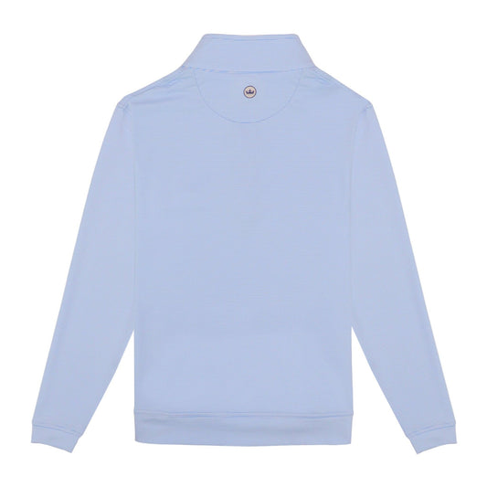 back of 1/4 zip with small peter millar logo center on back neck, 