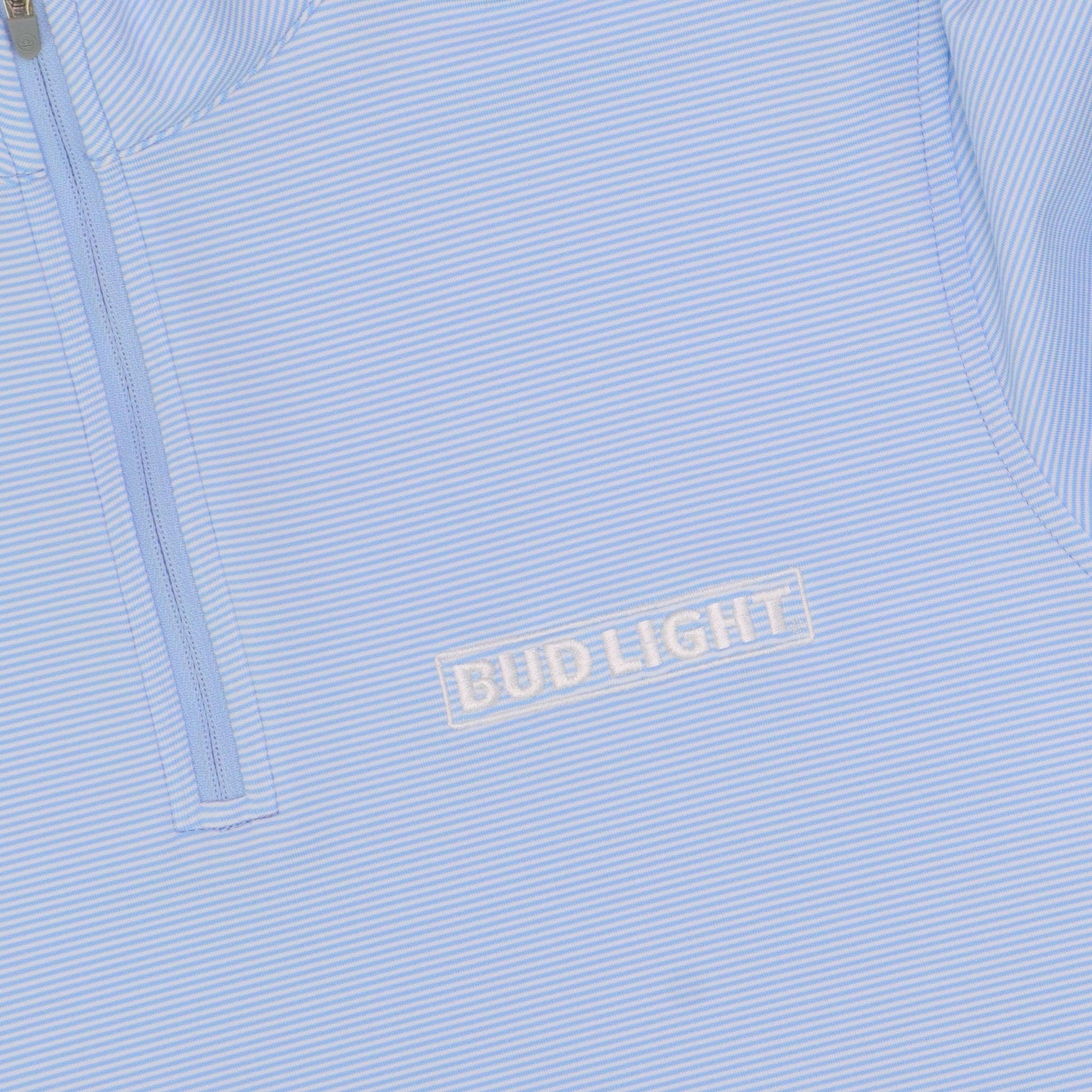 close up of embroidered Bud Light horizontal logo