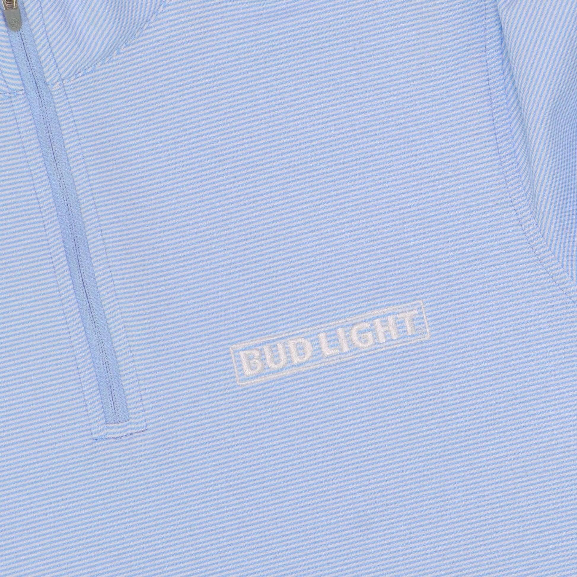 close up of embroidered Bud Light horizontal logo