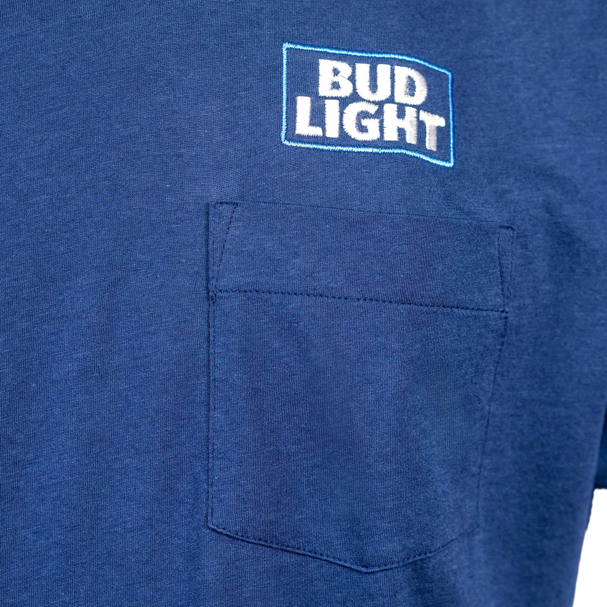 Close up of embroidered Bud Light logo