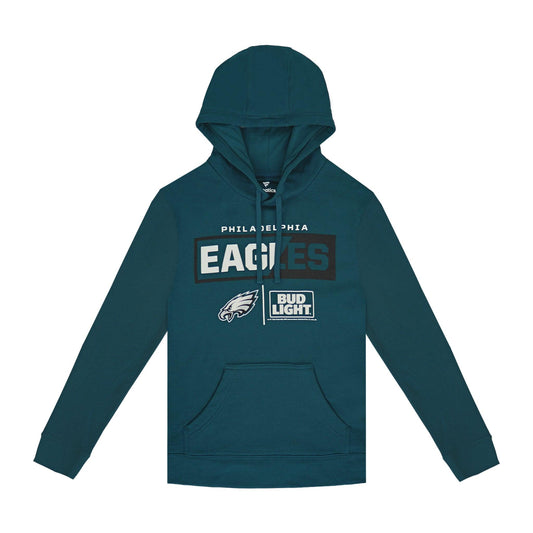 eagles and bud light logo on teal hoddie front