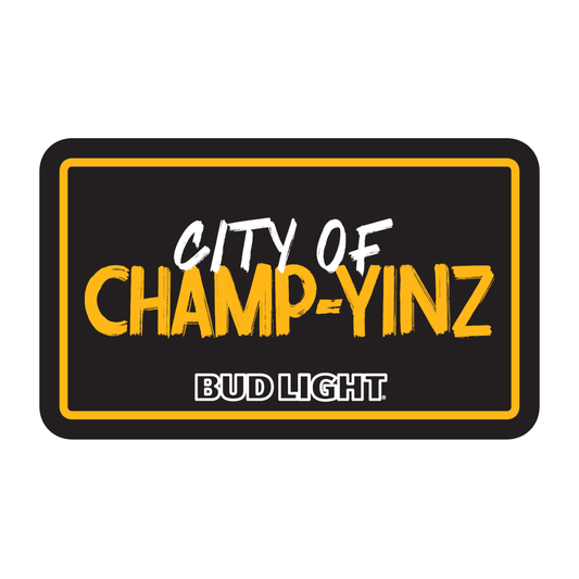 bud light pittsburgh steelers led neon sign that says city of champ-yinz
