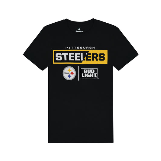 Front view of Pittsburgh Steelers x Bud Light T-Shirt