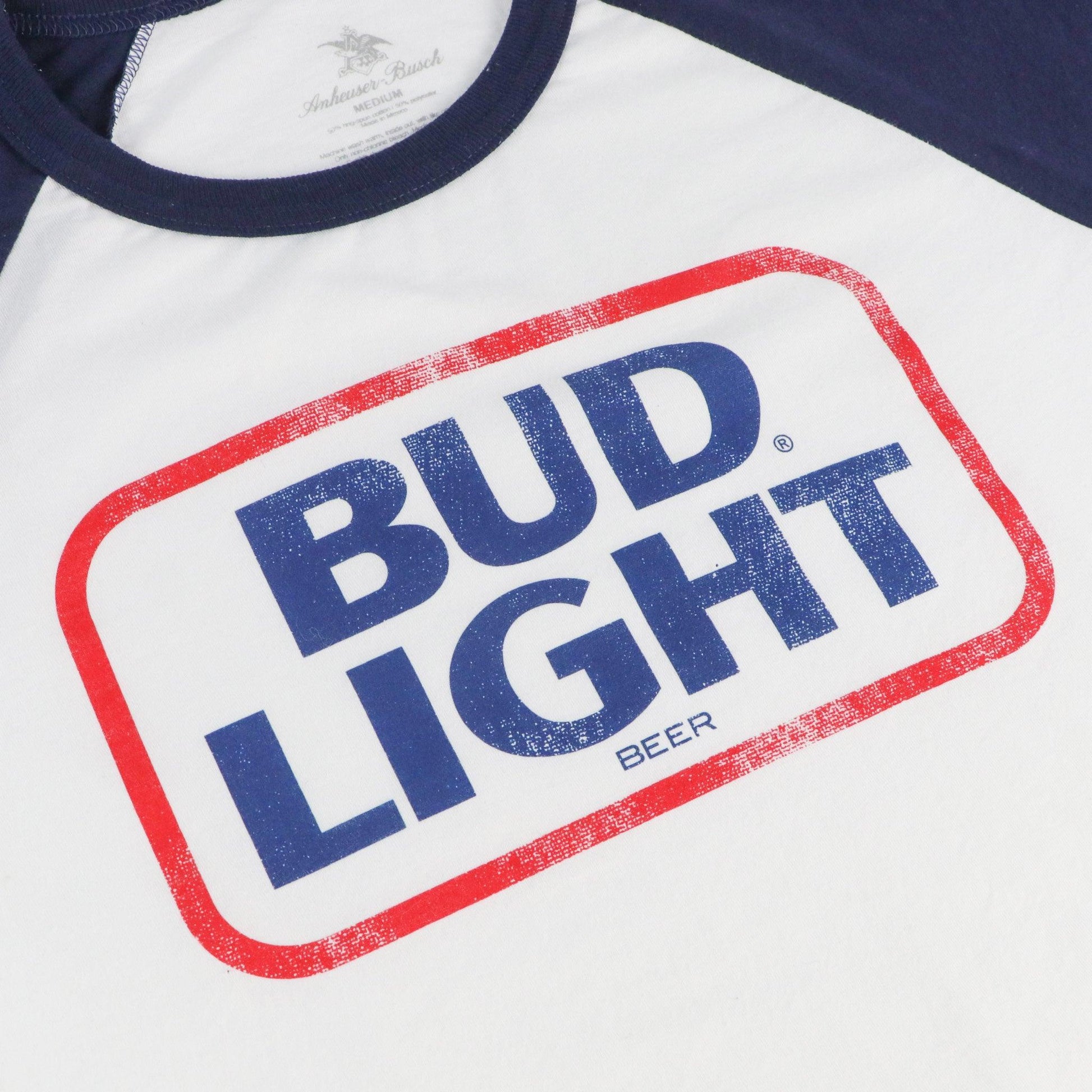 bud light retro raglan t shirt