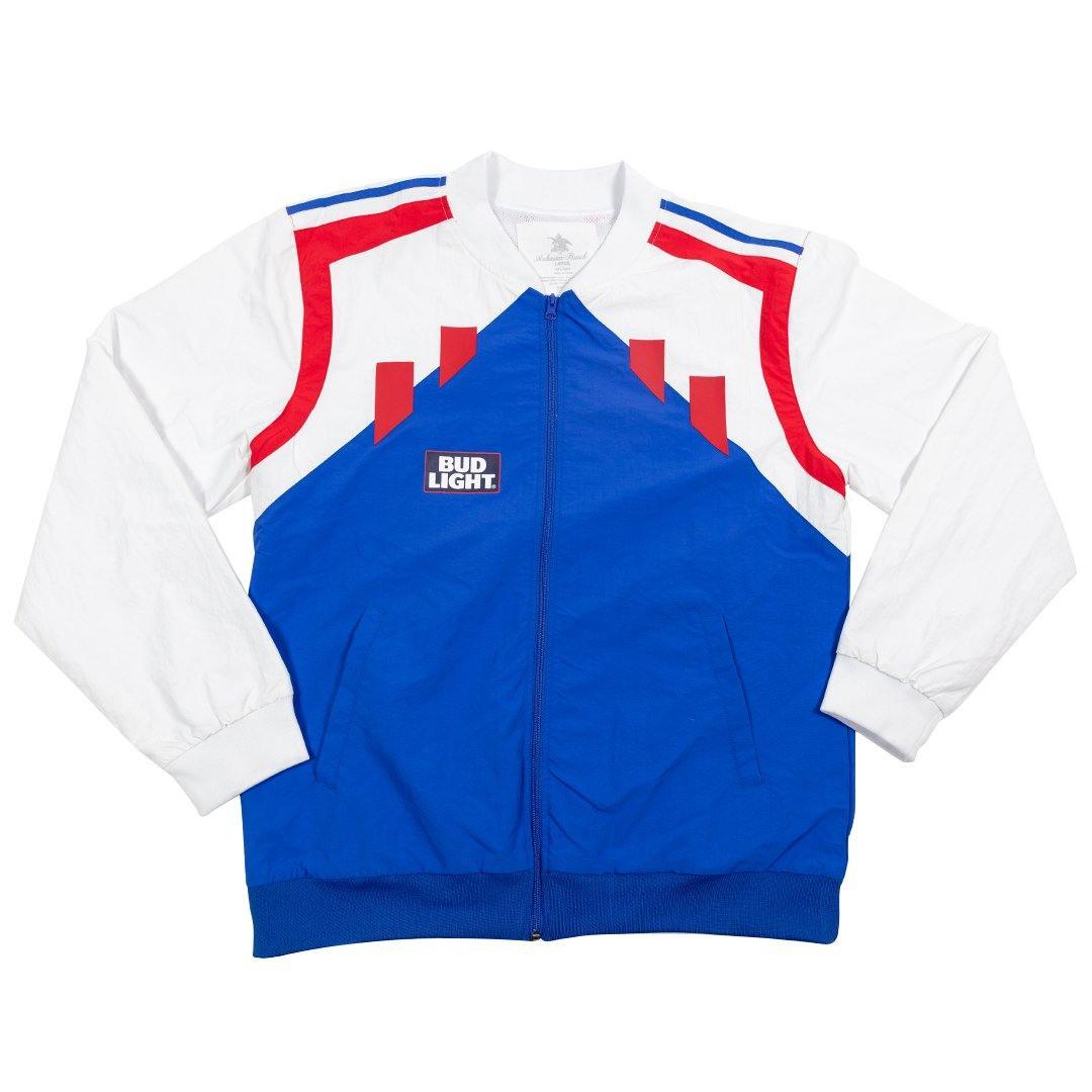 red white and blue bud light retro windbreaker