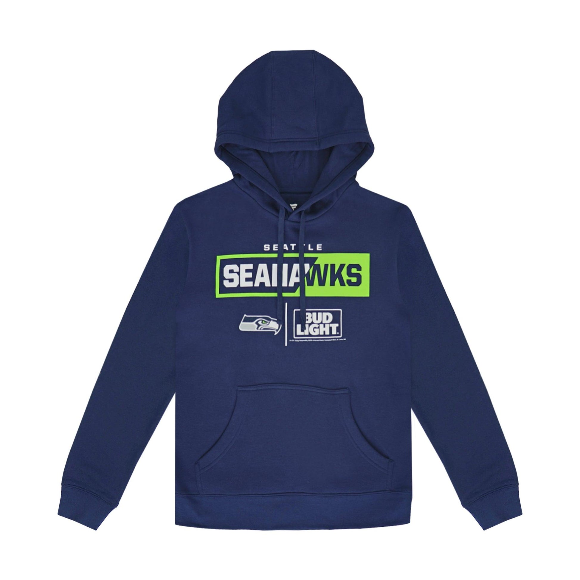 navy hoodie with seahawks and bud light logo