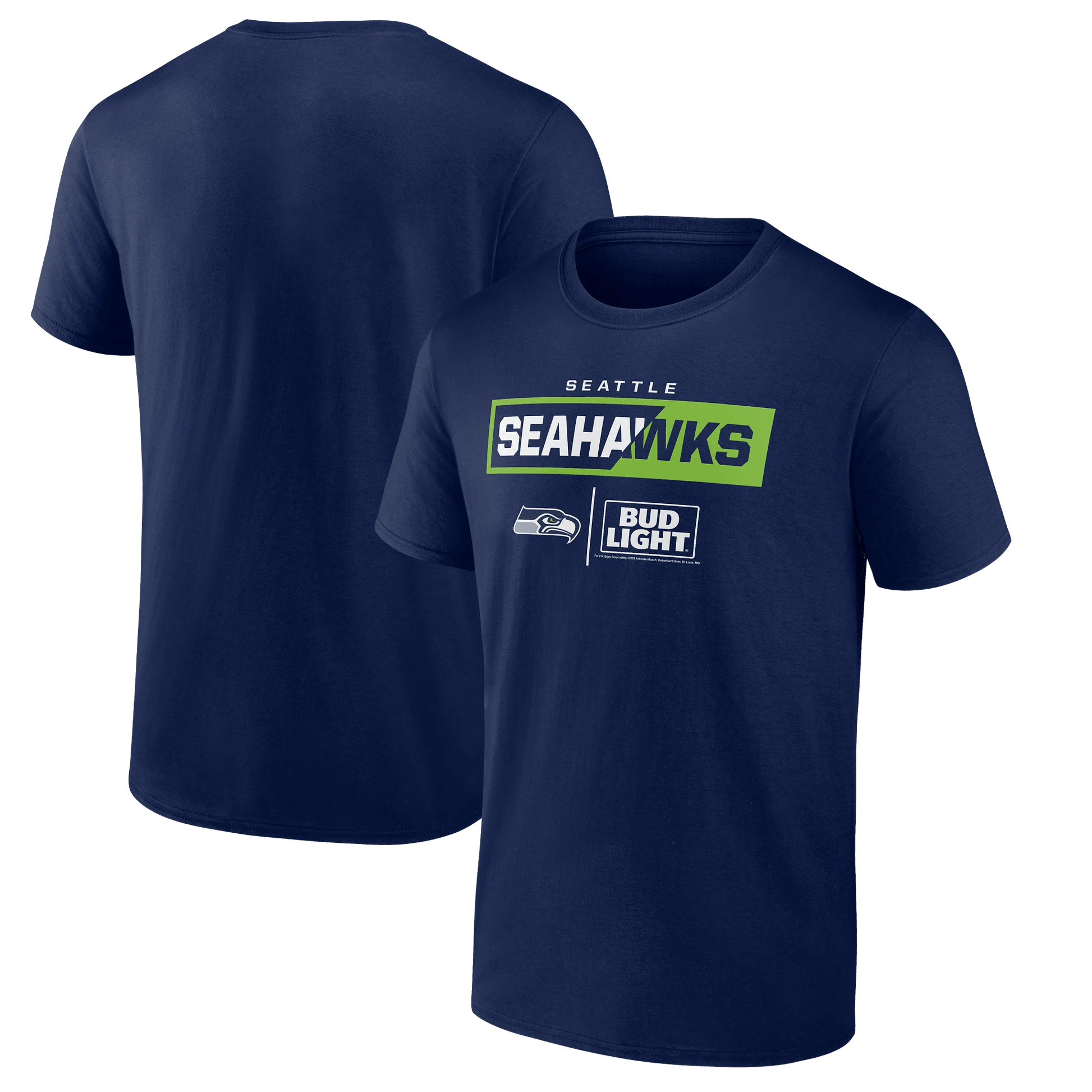 BUD LIGHT SEAHAWKS TEE NAVY