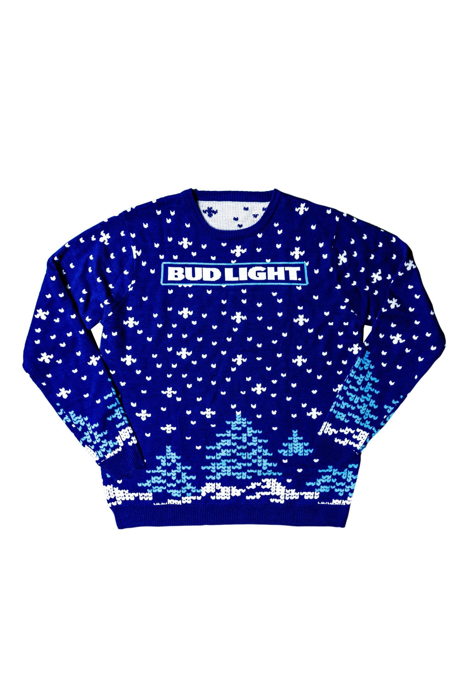 blue bud light snowflake sweater
