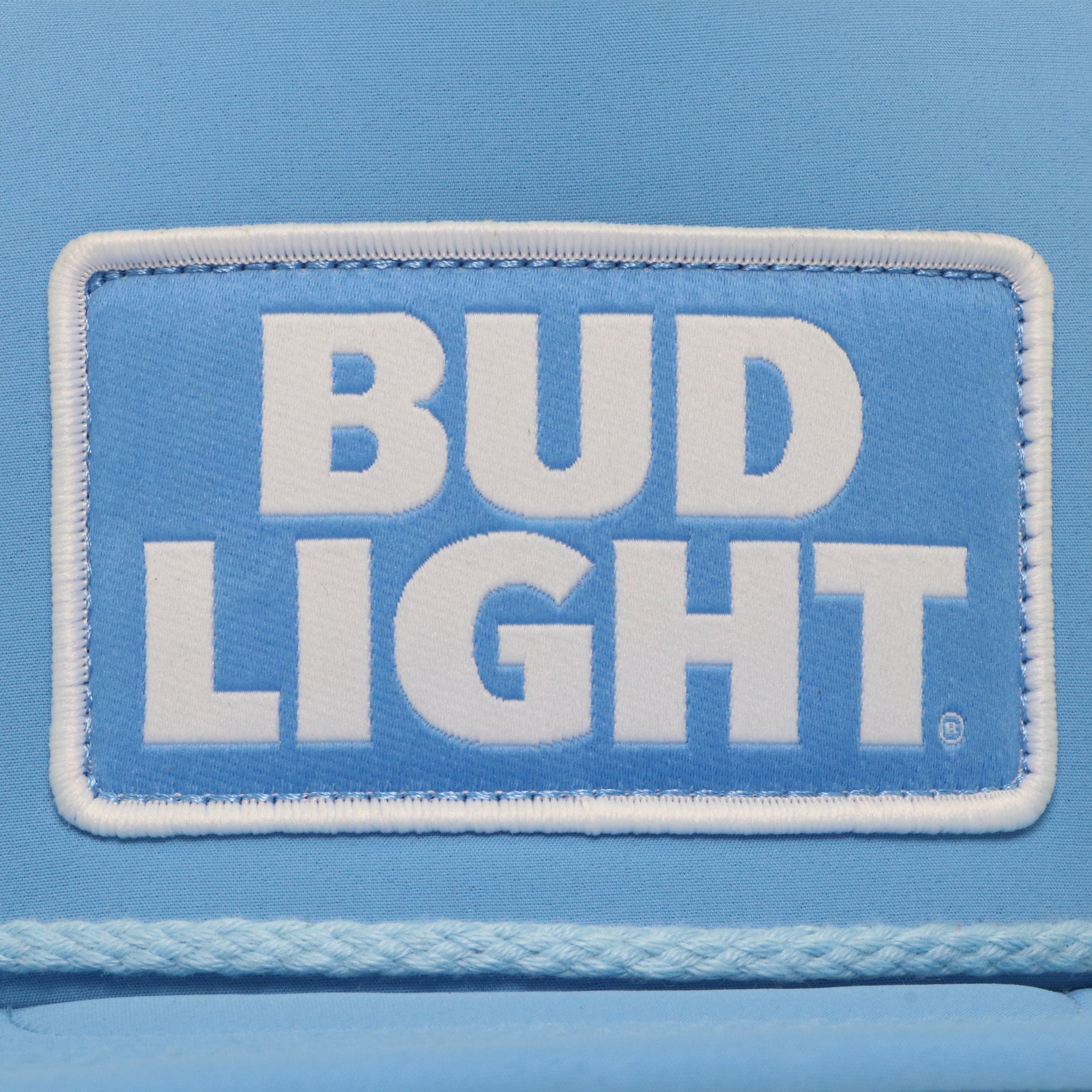 Close Up of Bud Light logo on hat