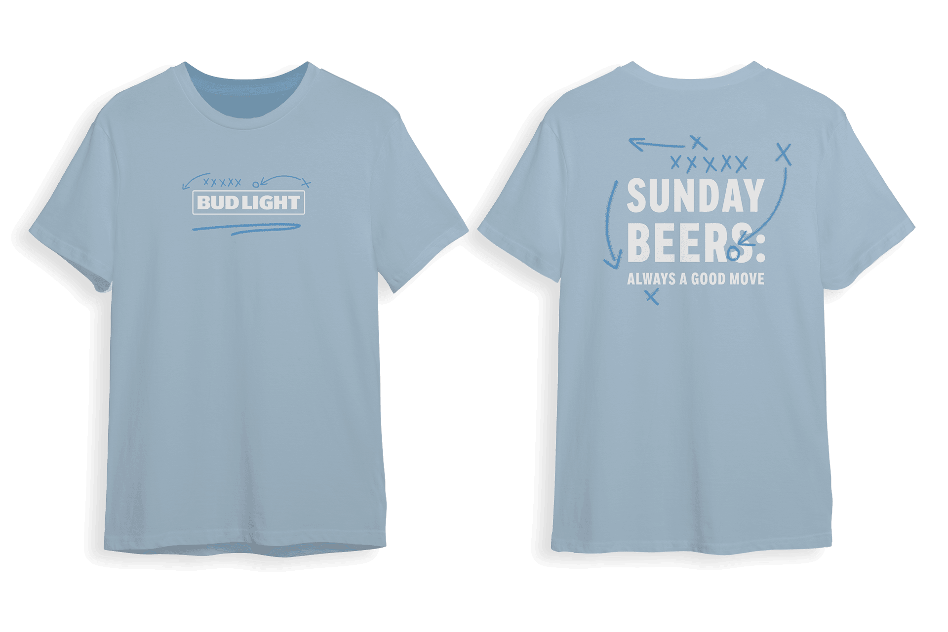 View of both front and back of Bud Light T-Shirt