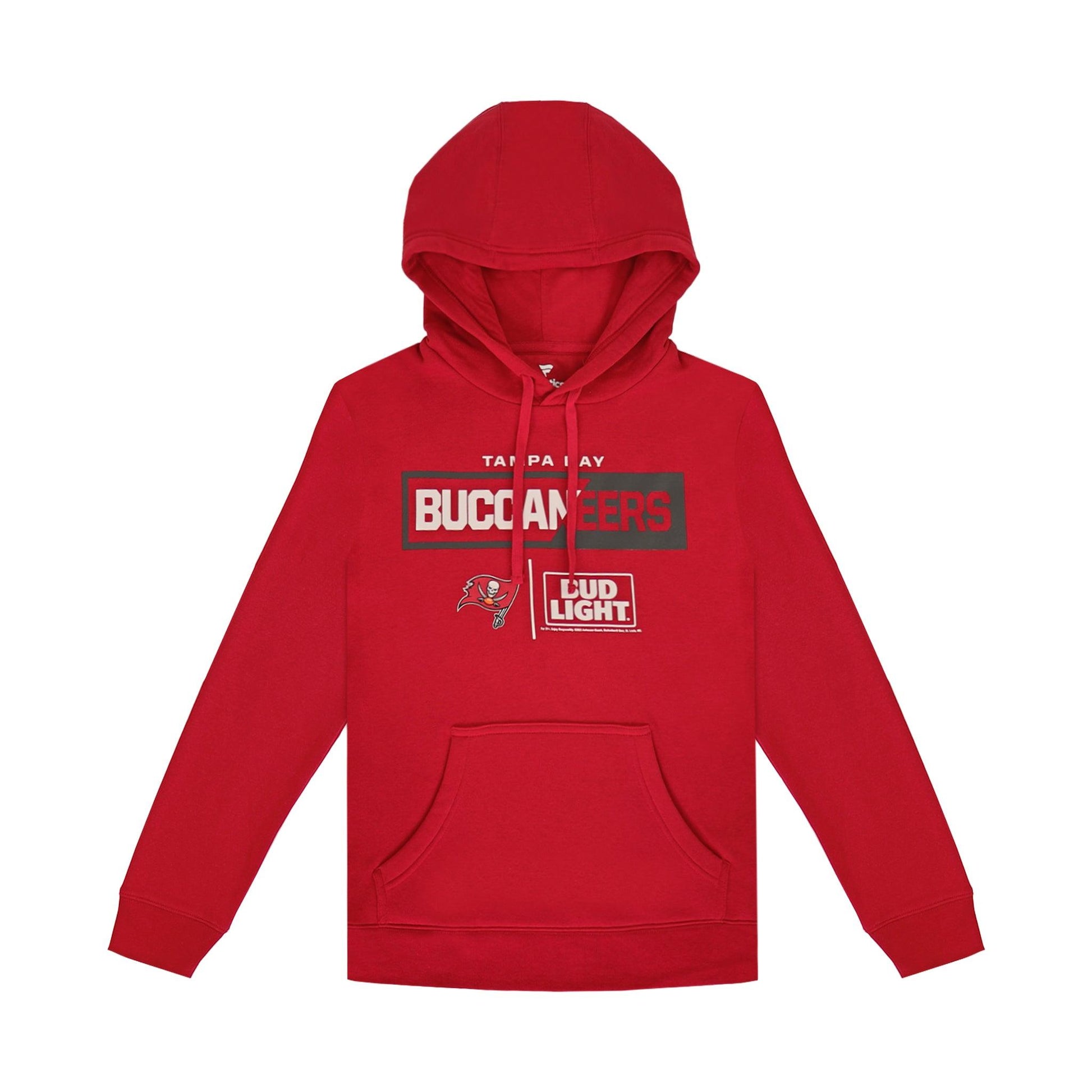 red hoodie with bucs and bud light logo 