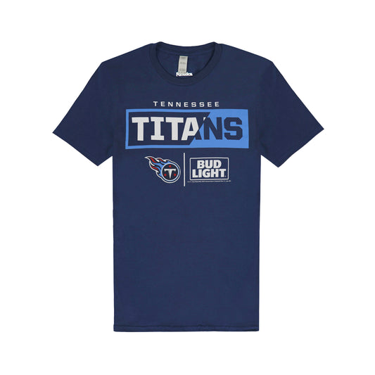 Front view of Tennesse Titans x Bud Light shirt
