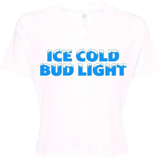 Bud Light Women's Ice Cold White Crop T-Shirt - Front View