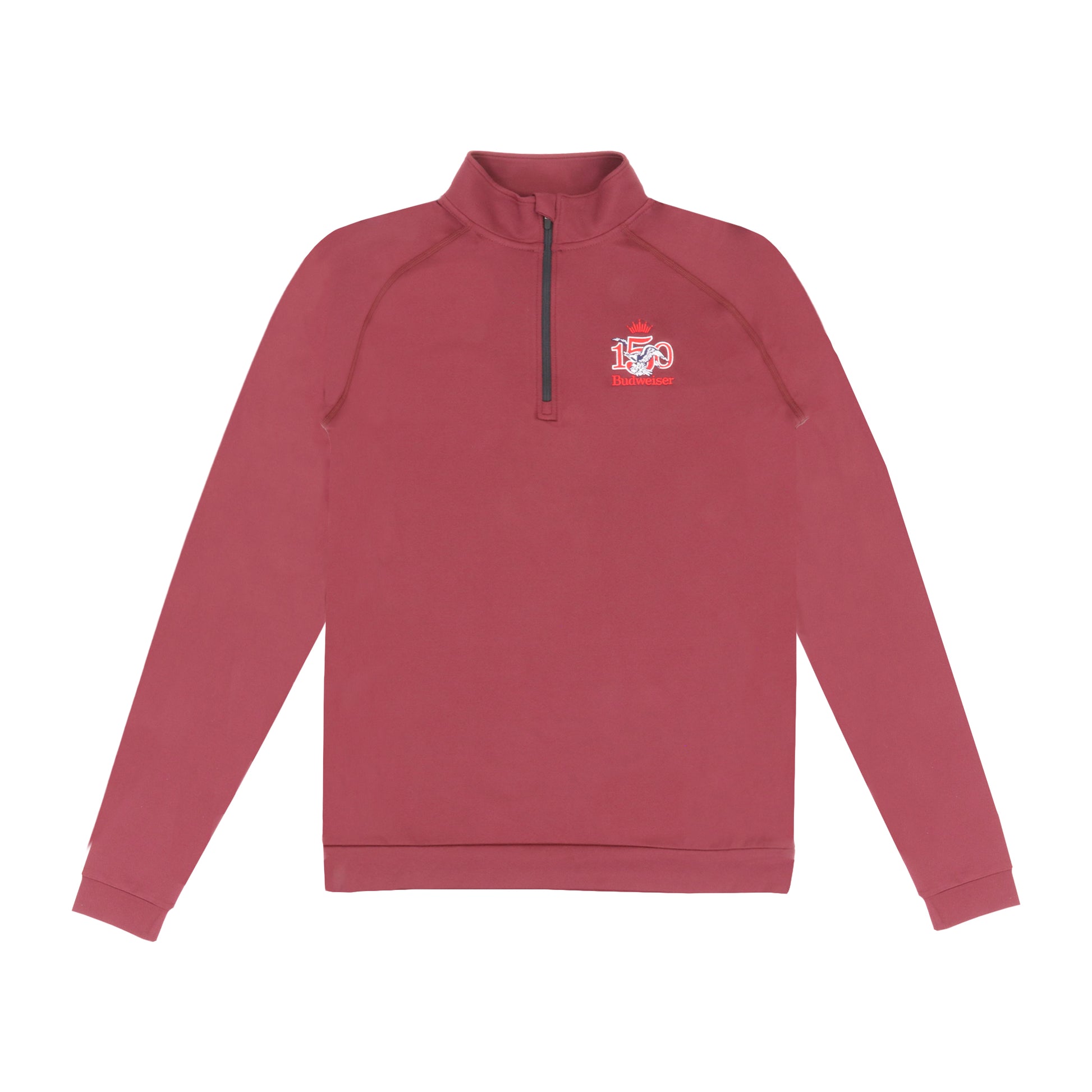 budweiser-150-swannies-quarter-zip-maroon-front