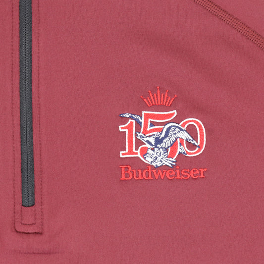 budweiser-150-swannies-quarter-zip-maroon-front-detail
