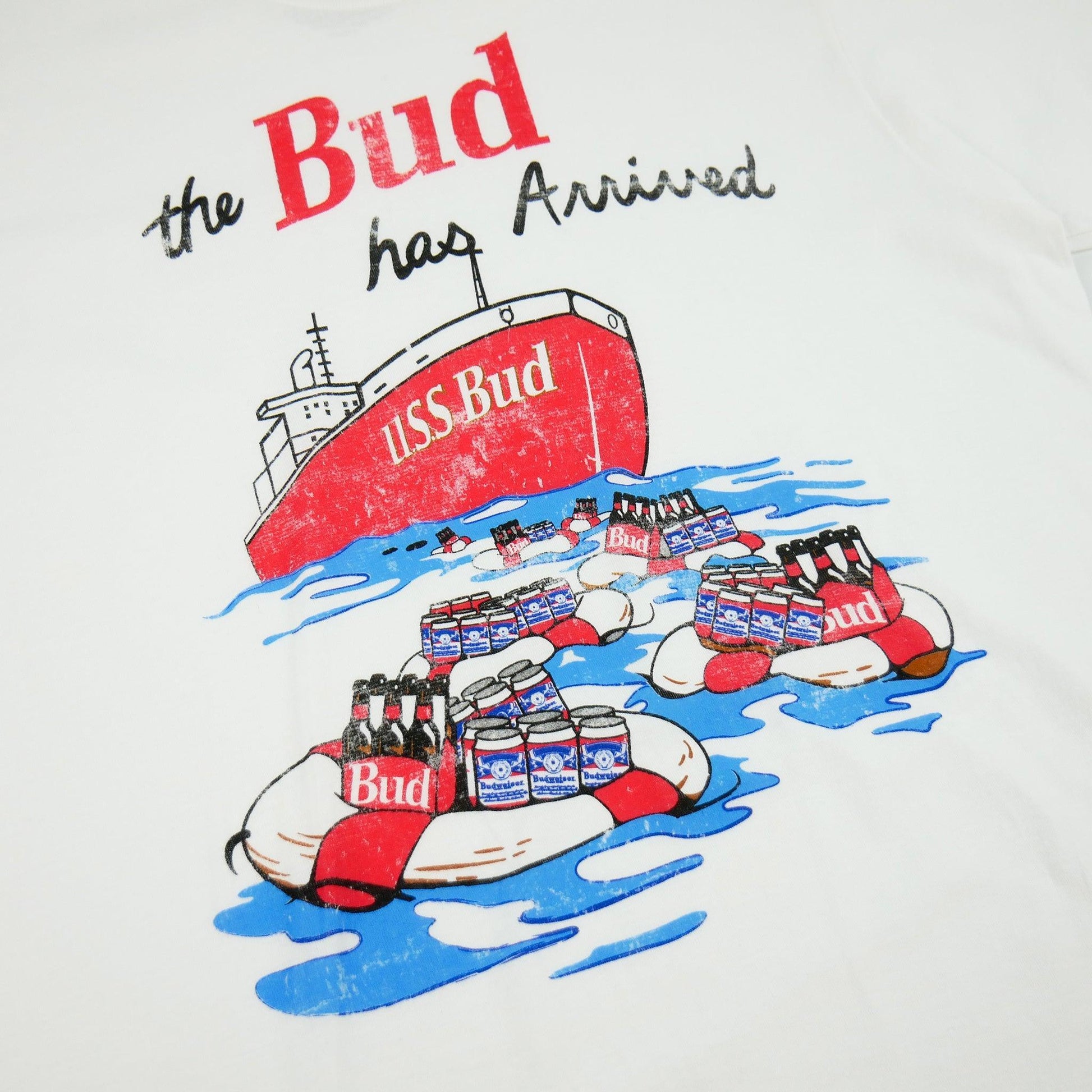 white Budweiser 90's Ship Men's T-Shirt