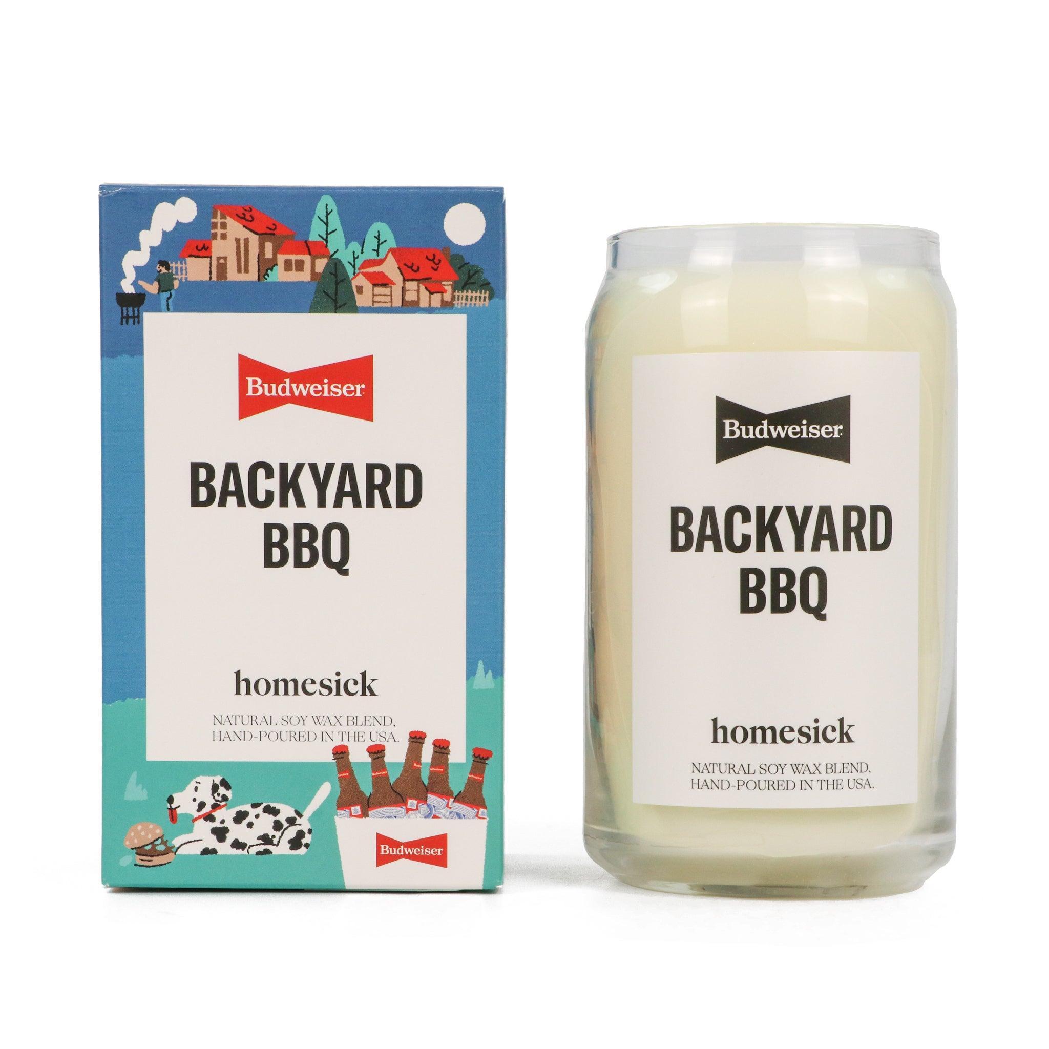 budweiser backyard bbq homesick candle and box that it comes in