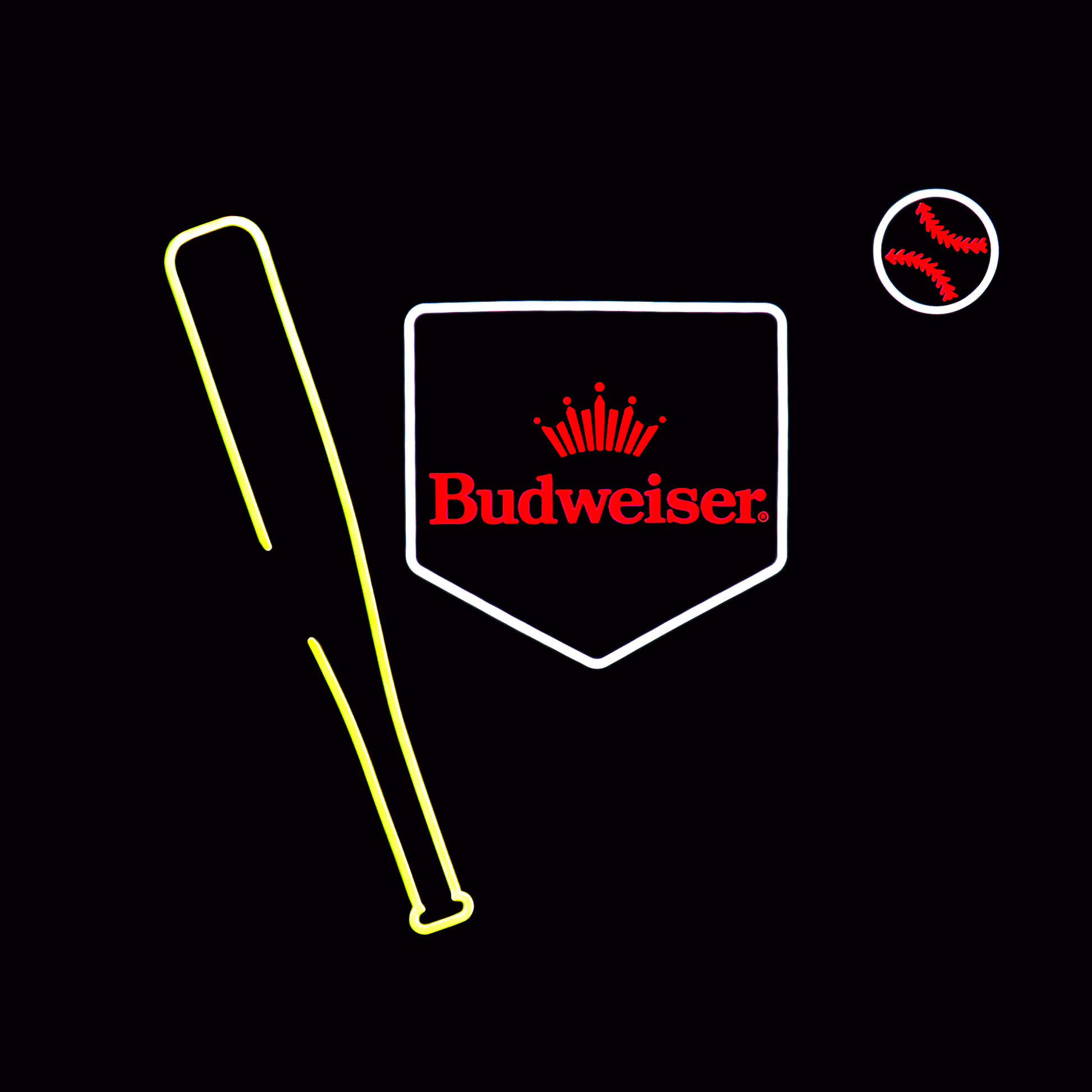Motion video of baseball bat hitting ball in Budweiser LED