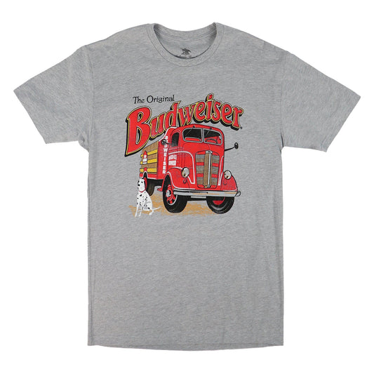 grey budweiser 90's fire truck t shirt