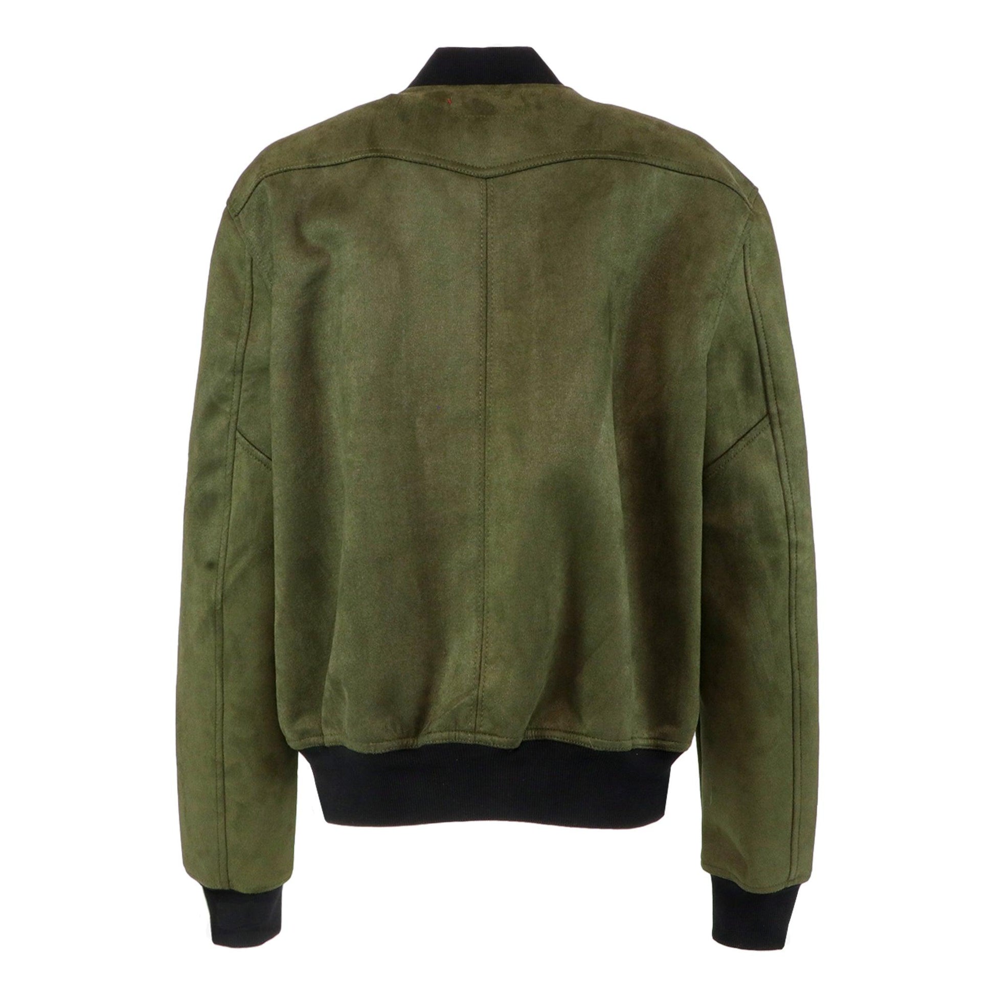 back of green suede jacket 