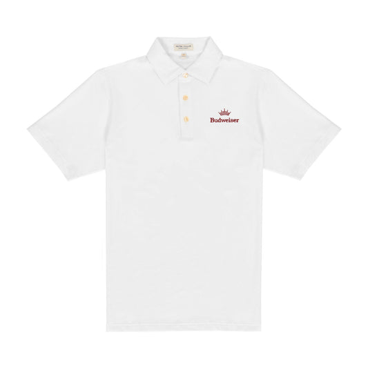 Front of Budweiser Peter Millar Crown Logo Polo Shirt