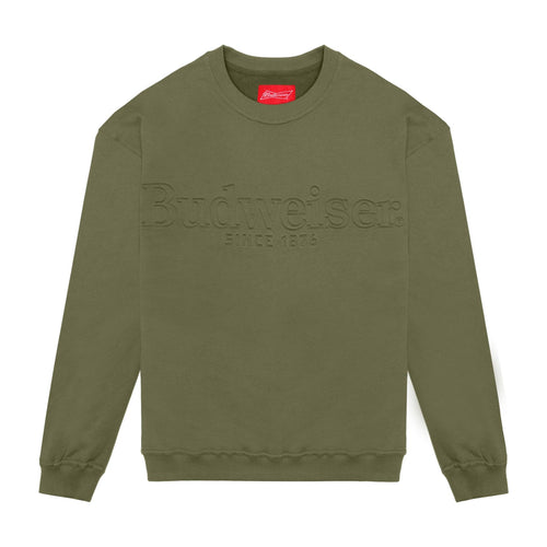 Budweiser Debossed Army Green Crewneck XL