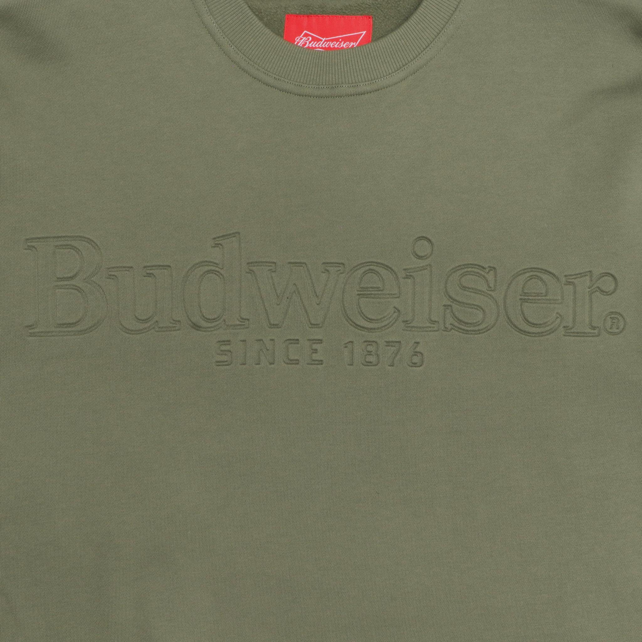 Budweiser Debossed Army Green Crewneck
