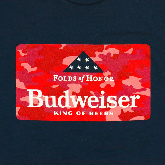 detail of folds of honor and budweiser logo