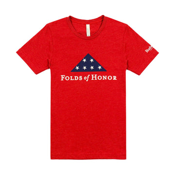 front of shirt with folds of honor logo and budweiser on the left sleeve 
