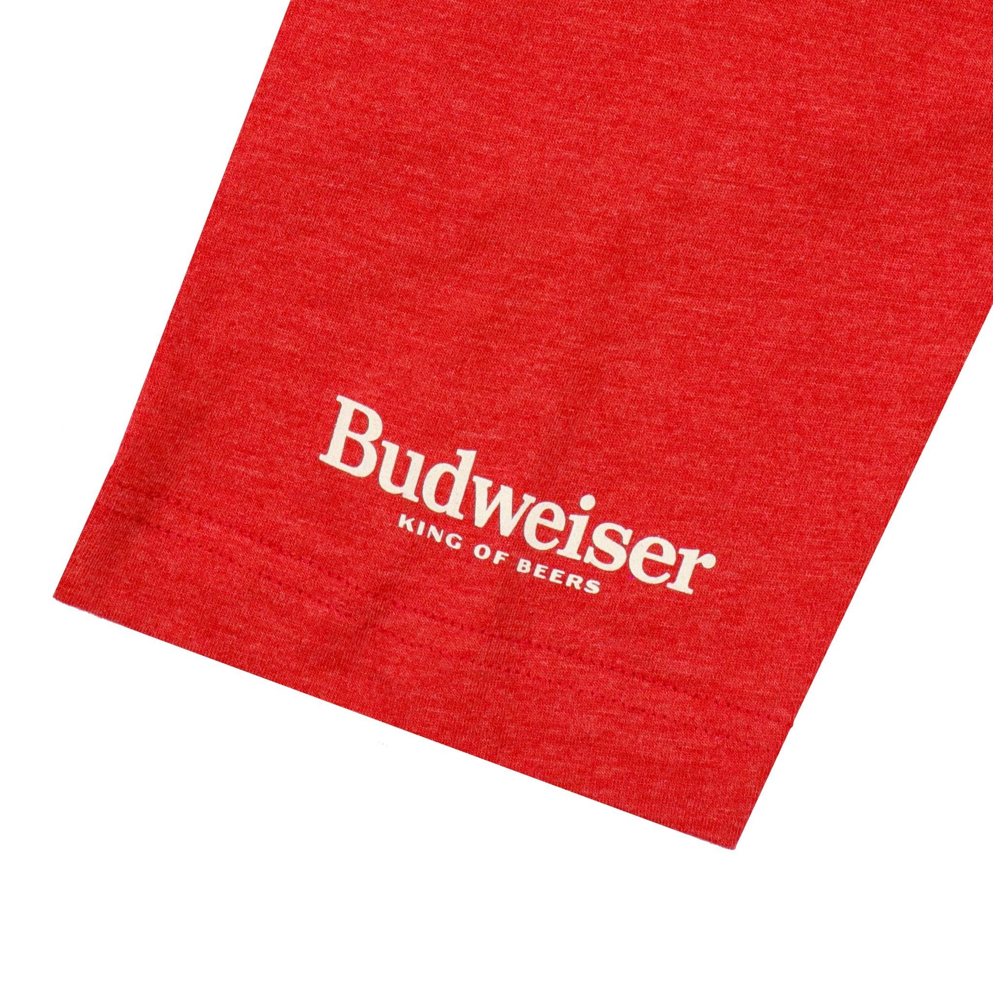 detail of budweiser on left sleeve 