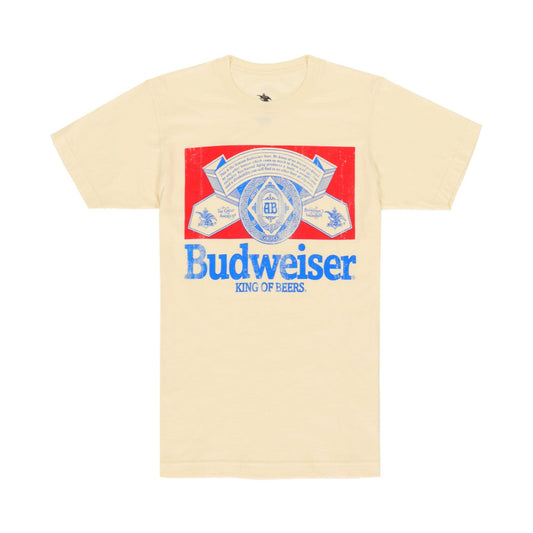 Front of T-shirt with budweiser half label