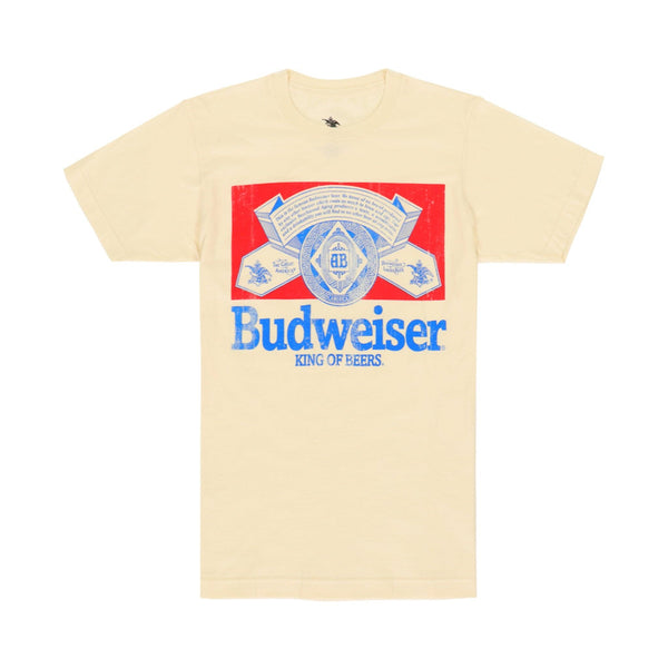 トップス 90's Budweiser Back Print Damage T-Shirt Budweiser Distressed Logo Front and Back Print T-Shirt