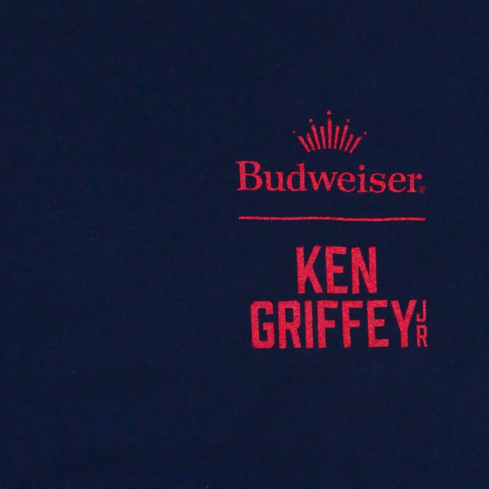 close up of front of tee with Budweiser and ken griffey jr name