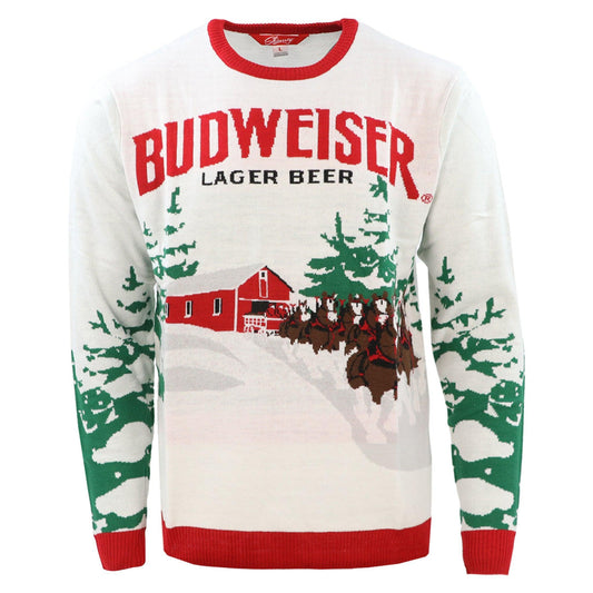 white budweiser lager stein sweater