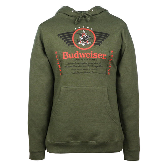 olive green budweiser military inspired hoodie