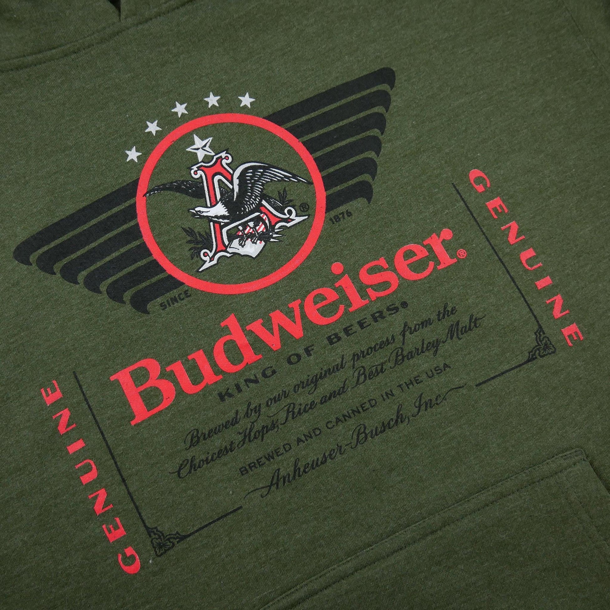 olive green budweiser military inspired hoodie