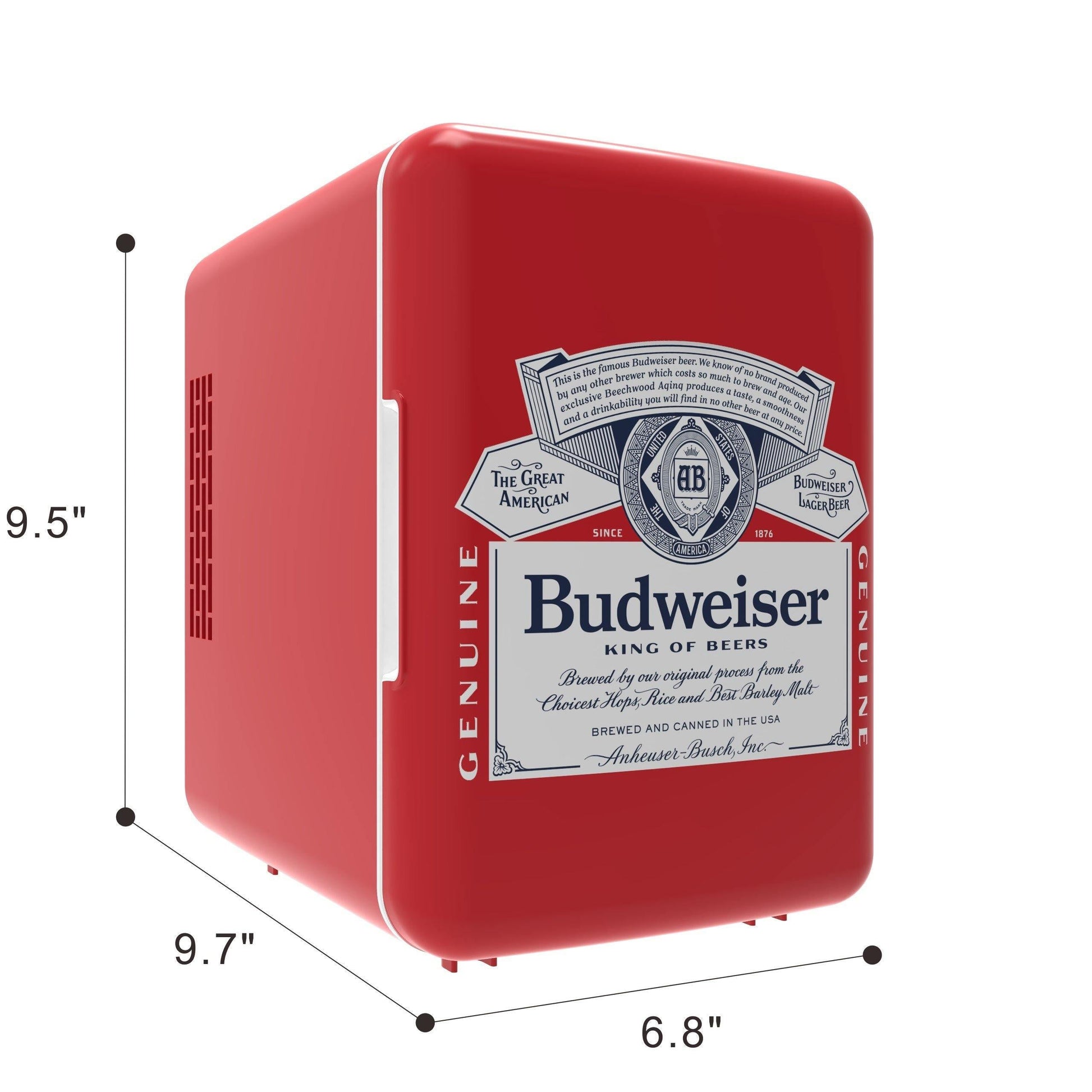 Budweiser Portable Mini Fridge - Left Angle View