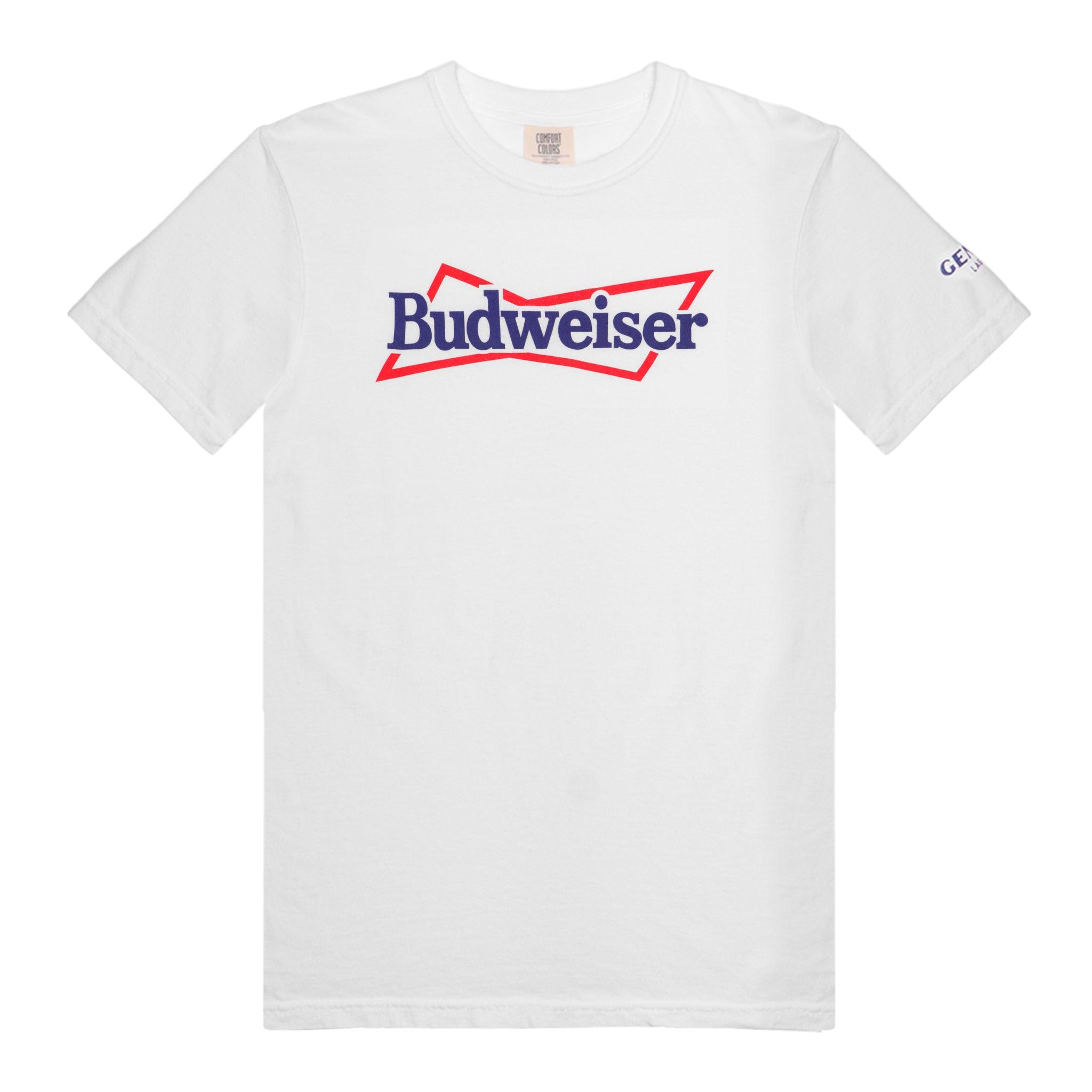 front of t-shirt with open bowtie and budweiser inside