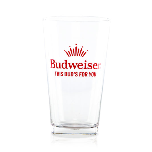 Budweiser pint glass "This Bud's For You"