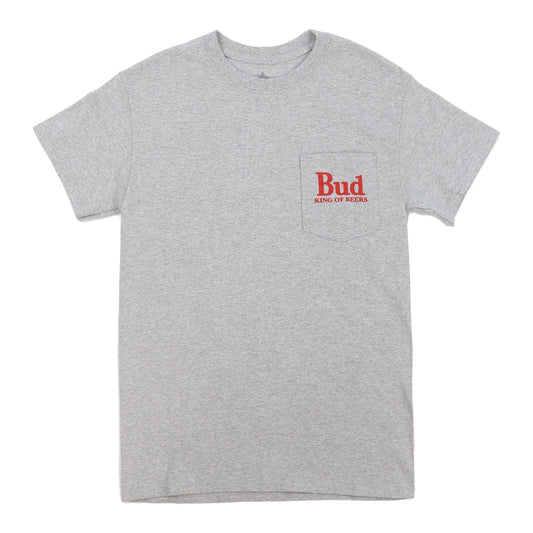 grey budweiser a and eagle pocket t shirt with a and eagle logo on back